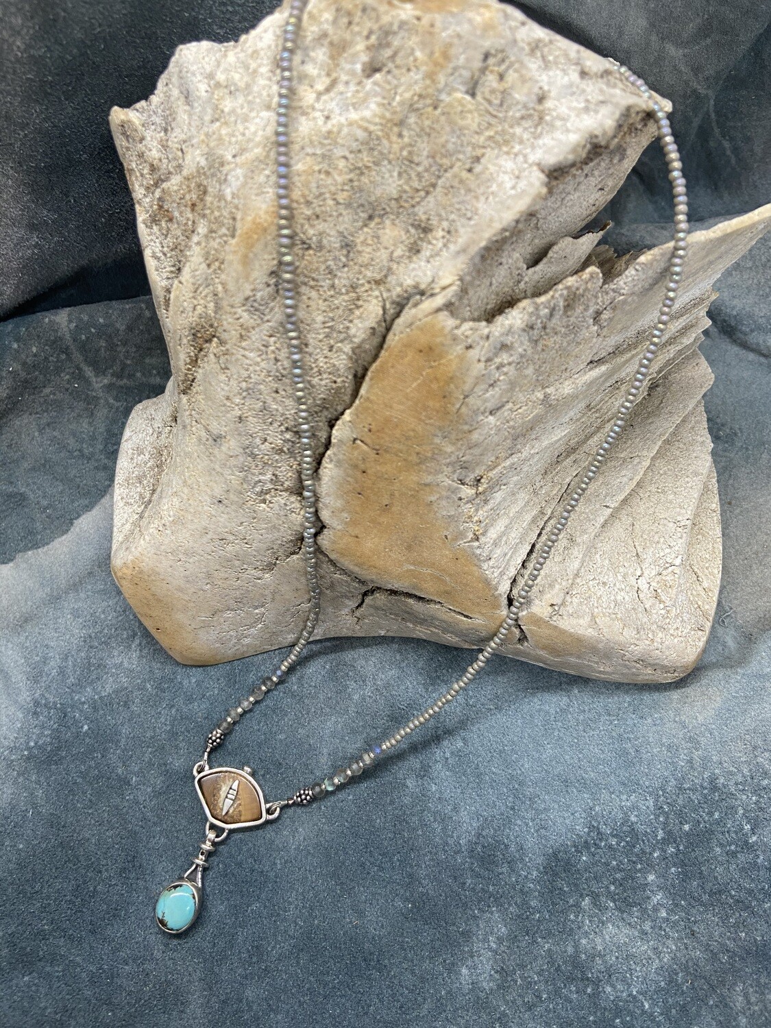 Fossilized Walrus Ivory &amp; Turquoise Earrings