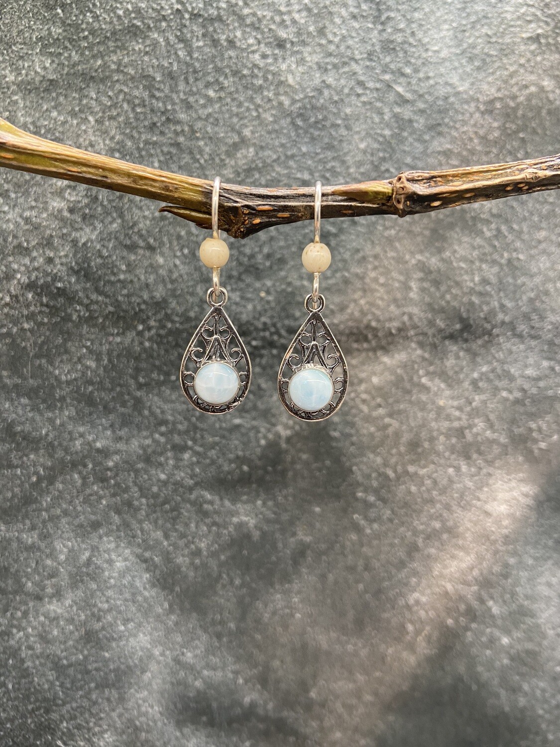 Webbed Teardrop Larimar Earrings