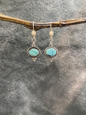 Turquoise Oval Cabochon Earrings