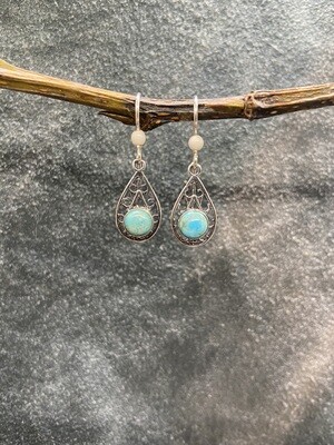 Webbed Teardrop Turquoise Earrings