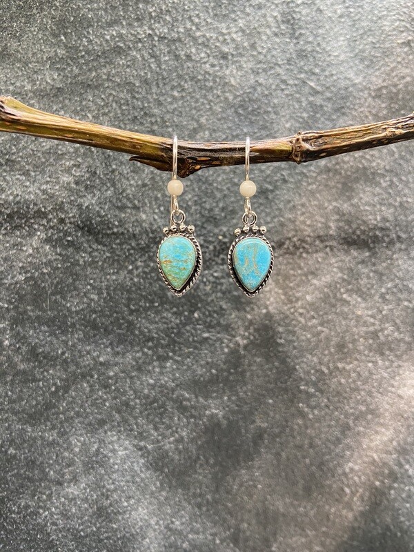 Teardrop Cabochon Turquoise Earrings