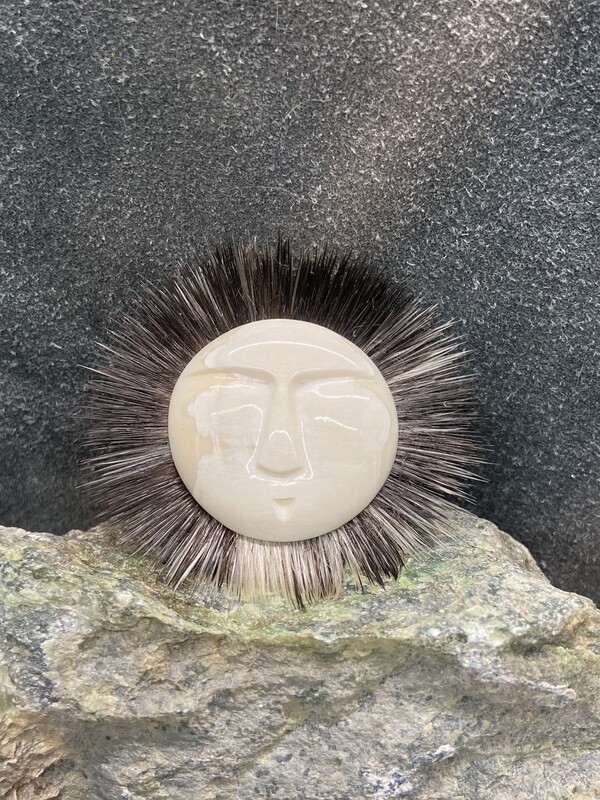 Ivory & Seal Fur Pin