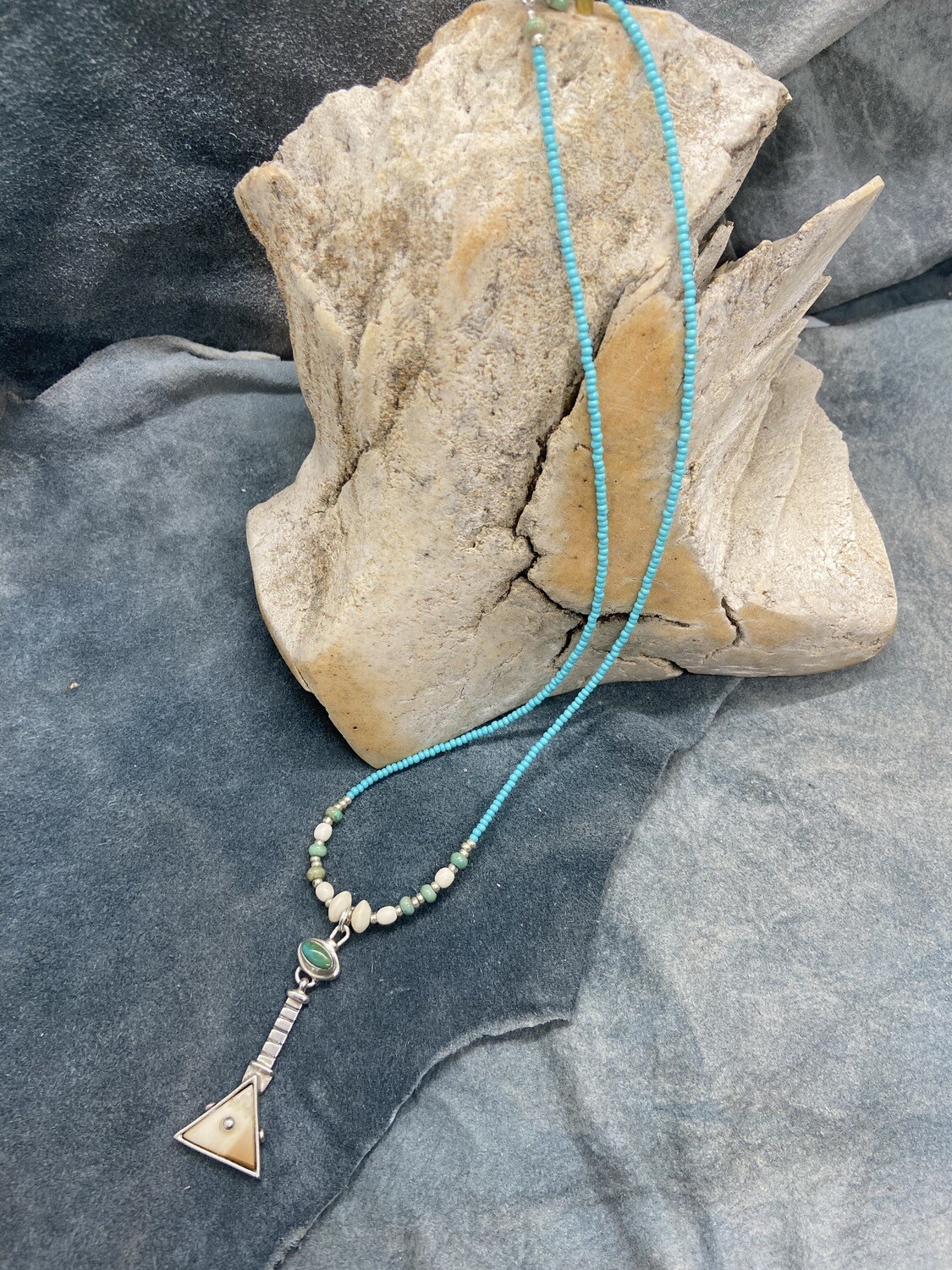 Fossil Walrus Ivory &amp; Turquoise Necklace