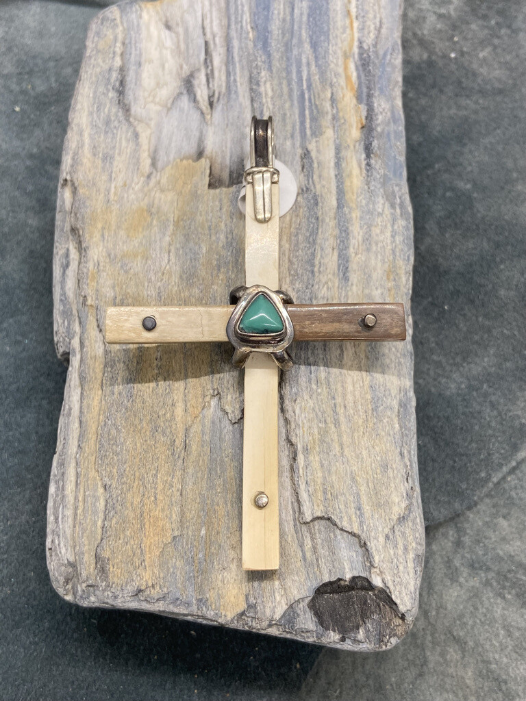 Woolly Mammoth Tusk Cross &amp; Turquoise