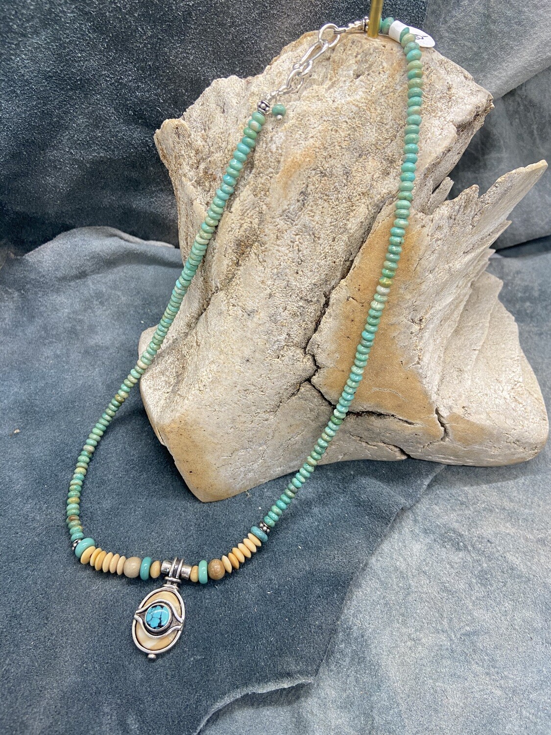 Fossil Walrus Ivory &amp; Turquoise Necklace