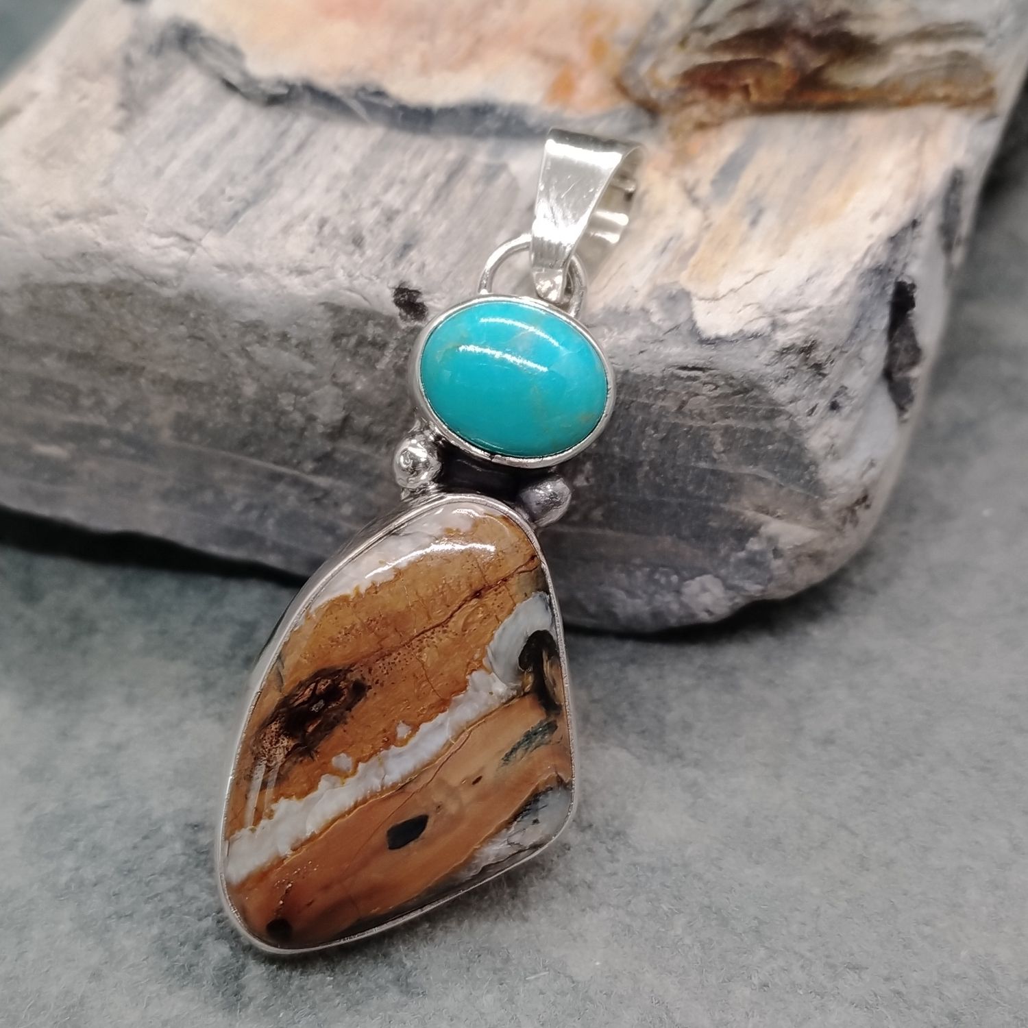 Woolly Mammoth Tooth Turquoise Pendant