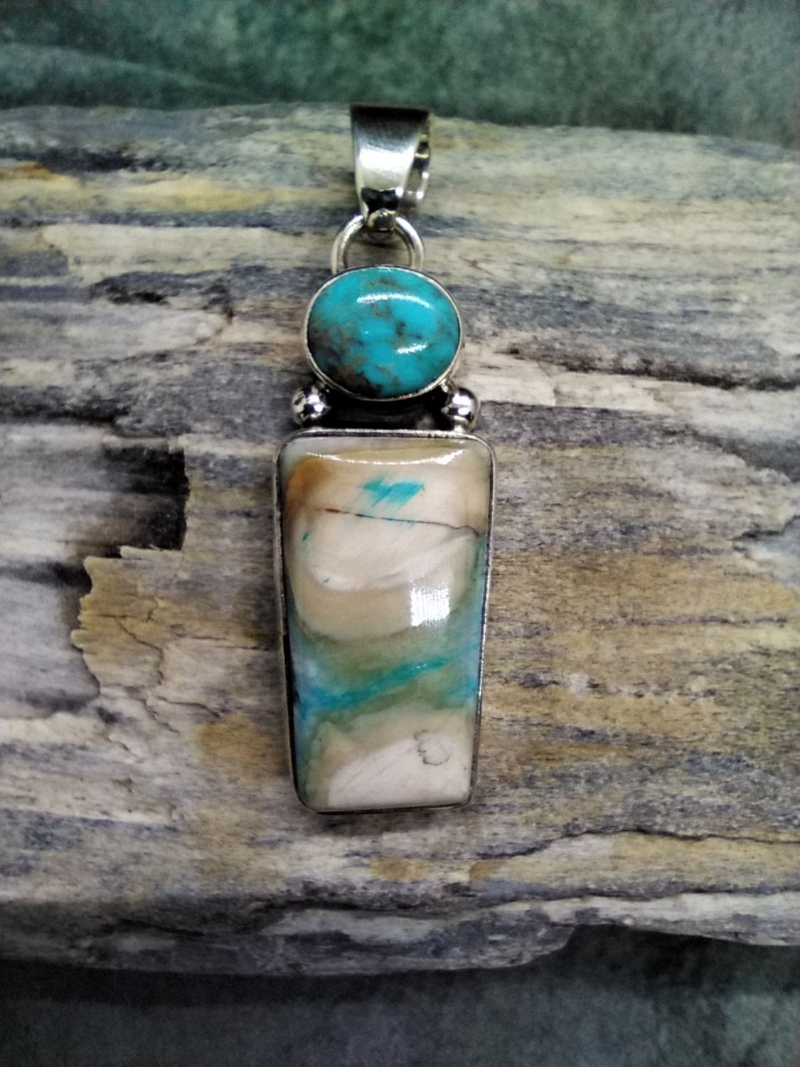 Walrus Ivory and Turquoise Pendant