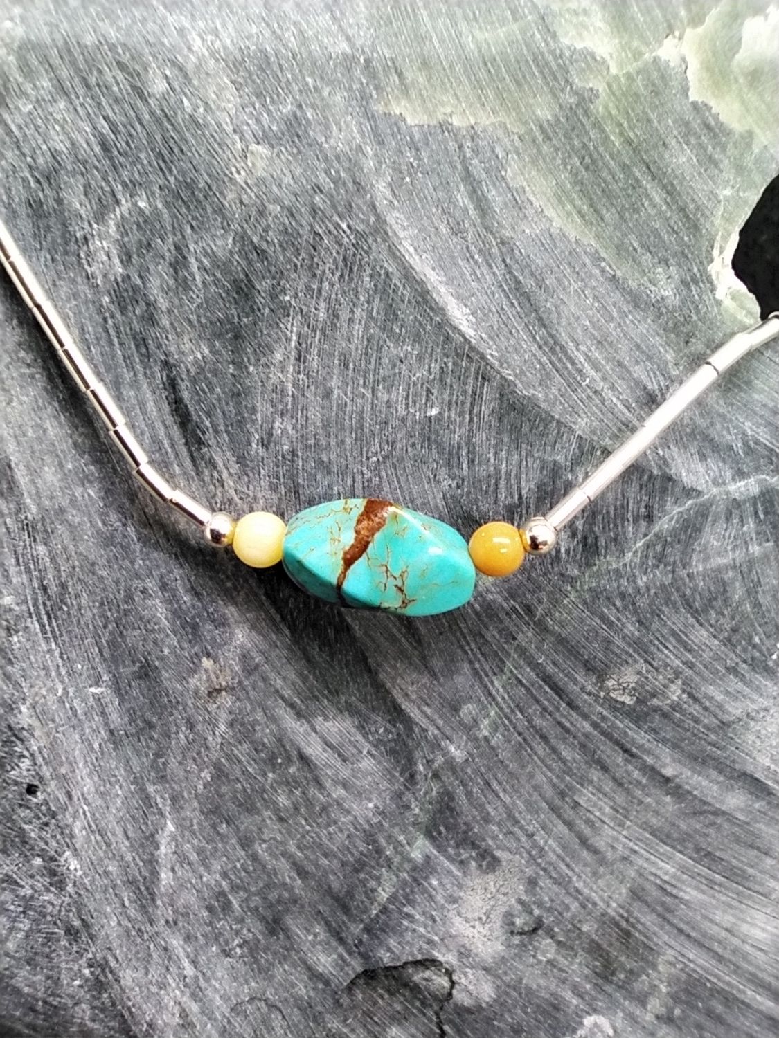 Turquoise and Walrus Ivory Necklace
