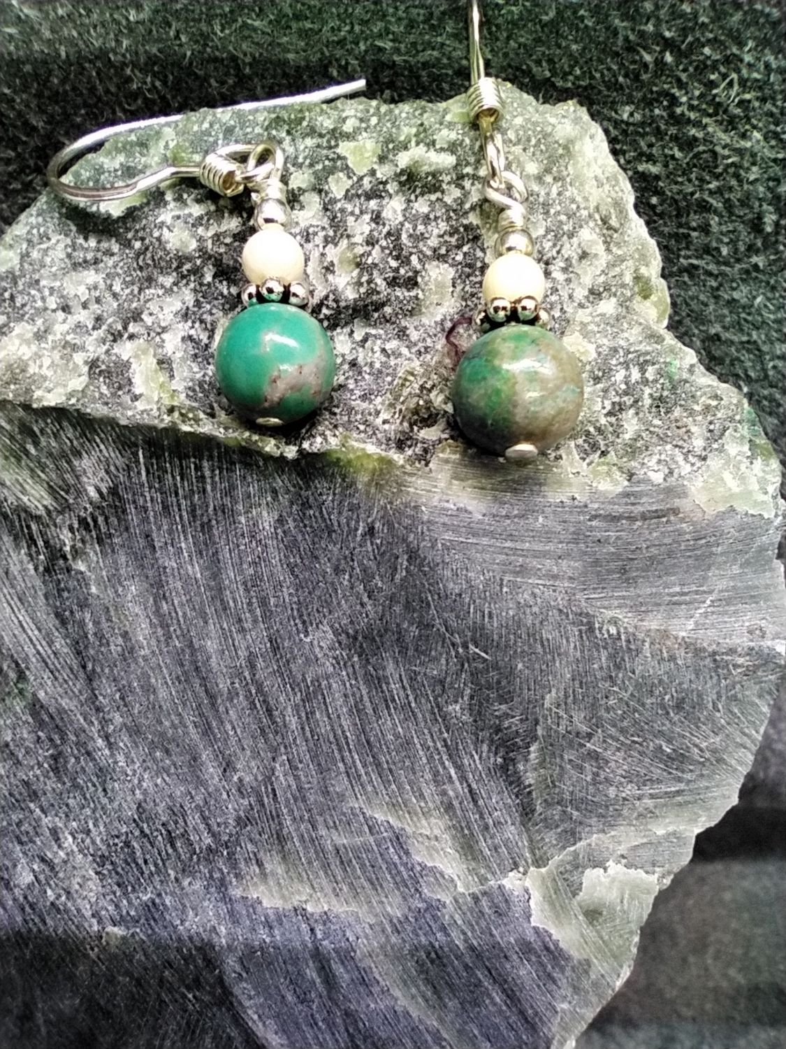 Turquoise and Mammoth Ivory Necklace and Earrings Set