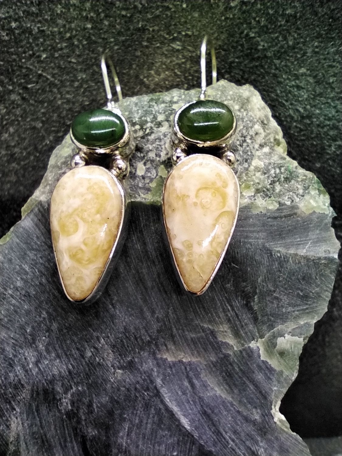Fossil Walrus Ivory and Jade