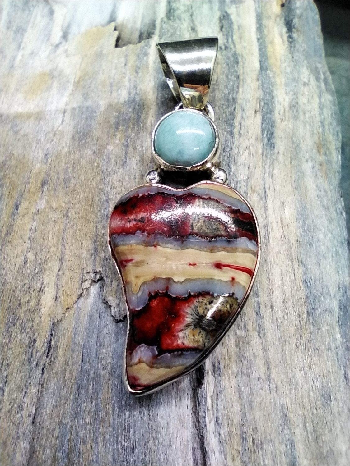Woolly Mammoth Tooth and Larimar Pendent