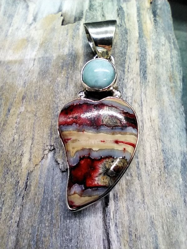 Woolly Mammoth Tooth and Larimar Pendent