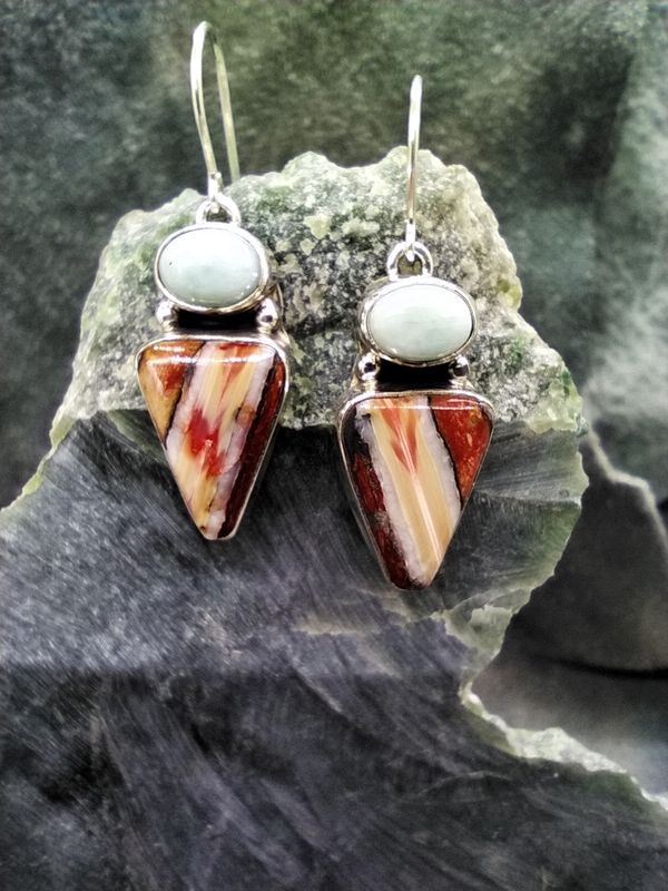 Woolly Mammoth Tooth and Larimar Earrings