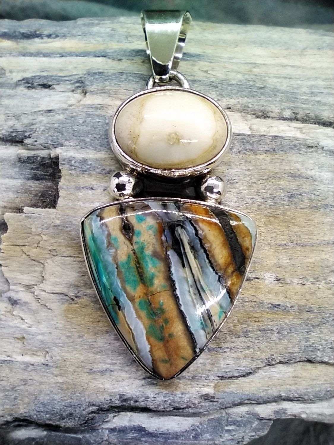 Woolly Mammoth Tooth and Fossil Walrus Ivory Pendent
