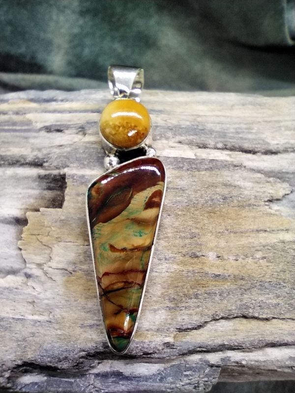 Woolly Mammoth Tooth and Fossil Walrus Ivory Pendent