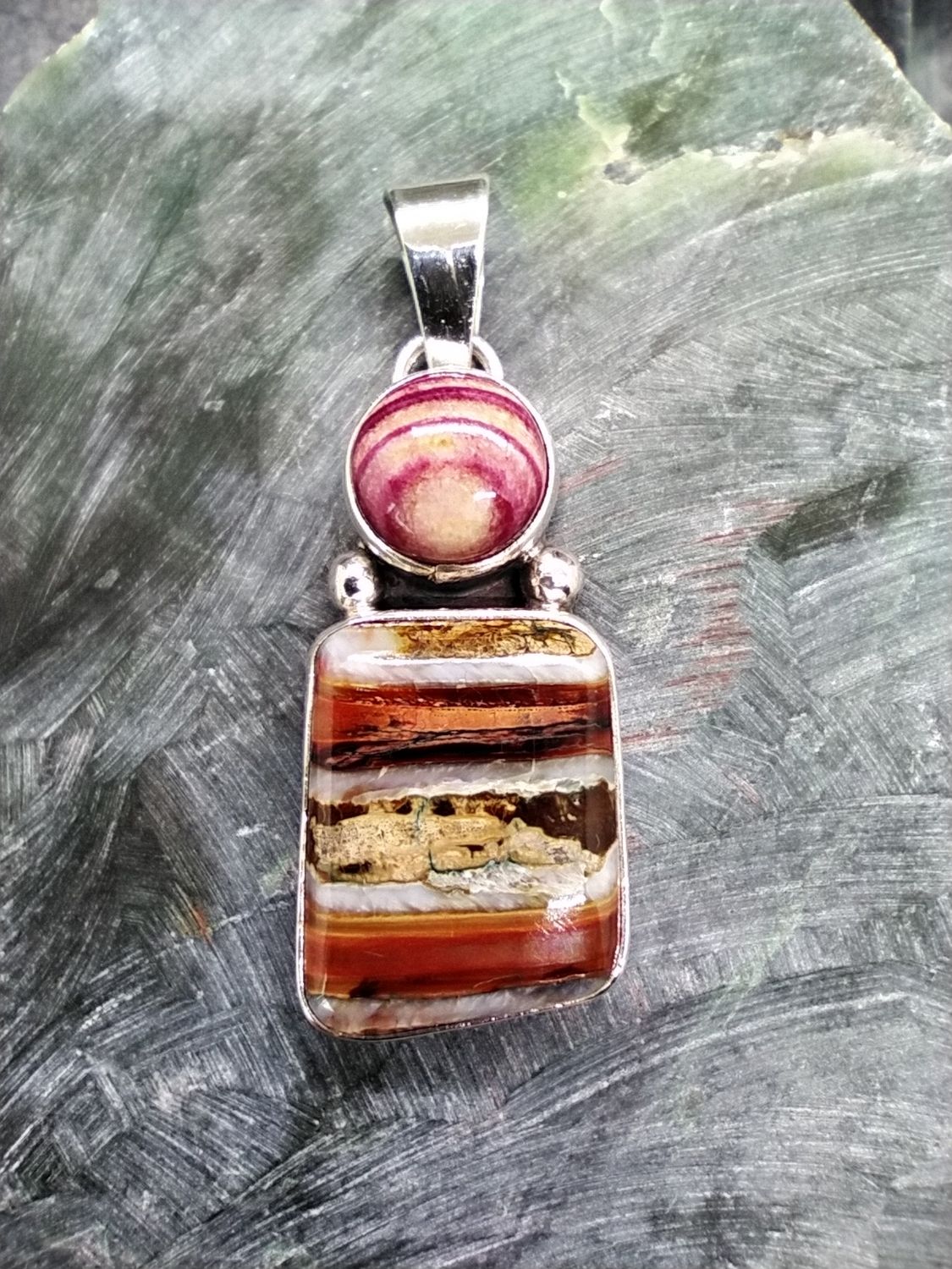 Woolly Mammoth Tooth and Spiny Oyster Pendant
