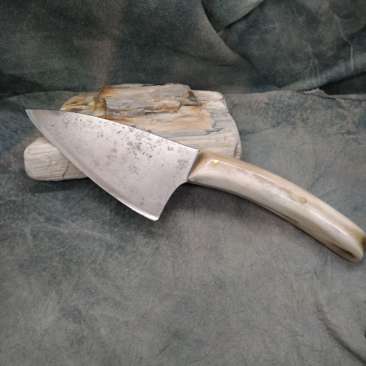 High Carbon Steel and Shed Caribou Antler French Knife