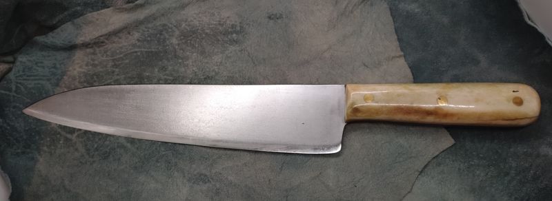 High Carbon Steel and Shed Caribou Antler Chef Knife