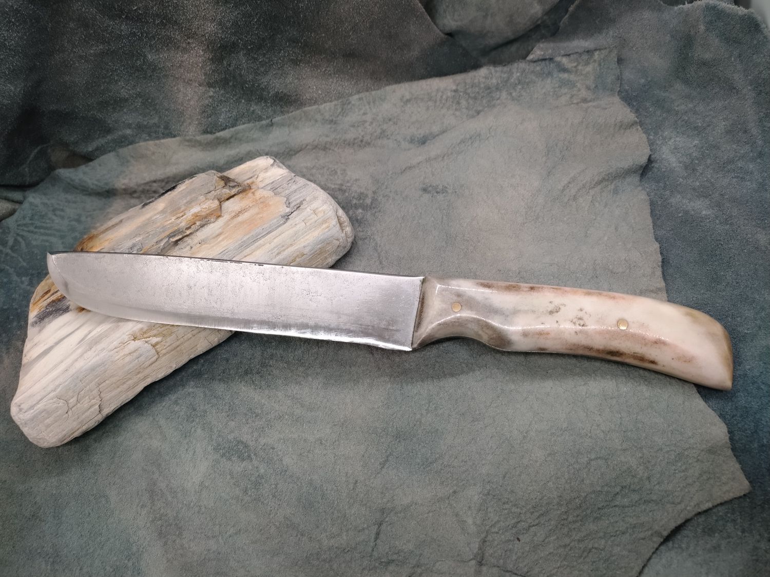 High Carbon Steel and Shed Caribou Antler Eskimo Knife