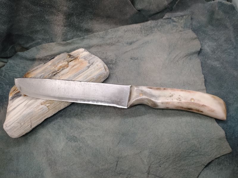 High Carbon Steel and Shed Caribou Antler Eskimo Knife