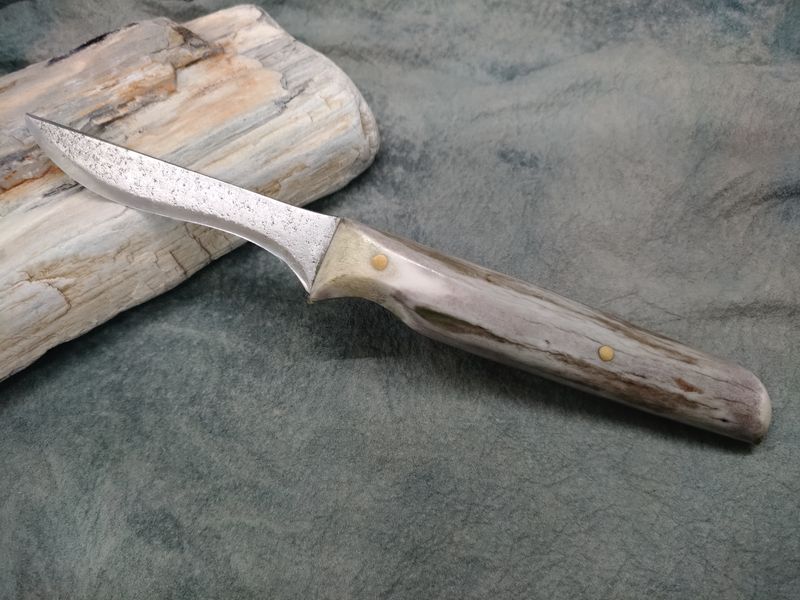 High Carbon Steel and Shed Caribou Antler Trout Knife