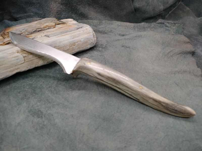 High Carbon Steel and Shed Caribou Antler Trout Knife