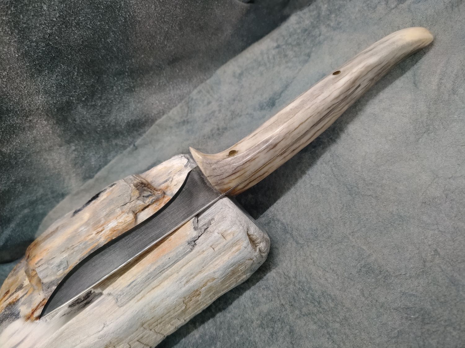High Carbon Steel and Shed Caribou Antler Trout Knife