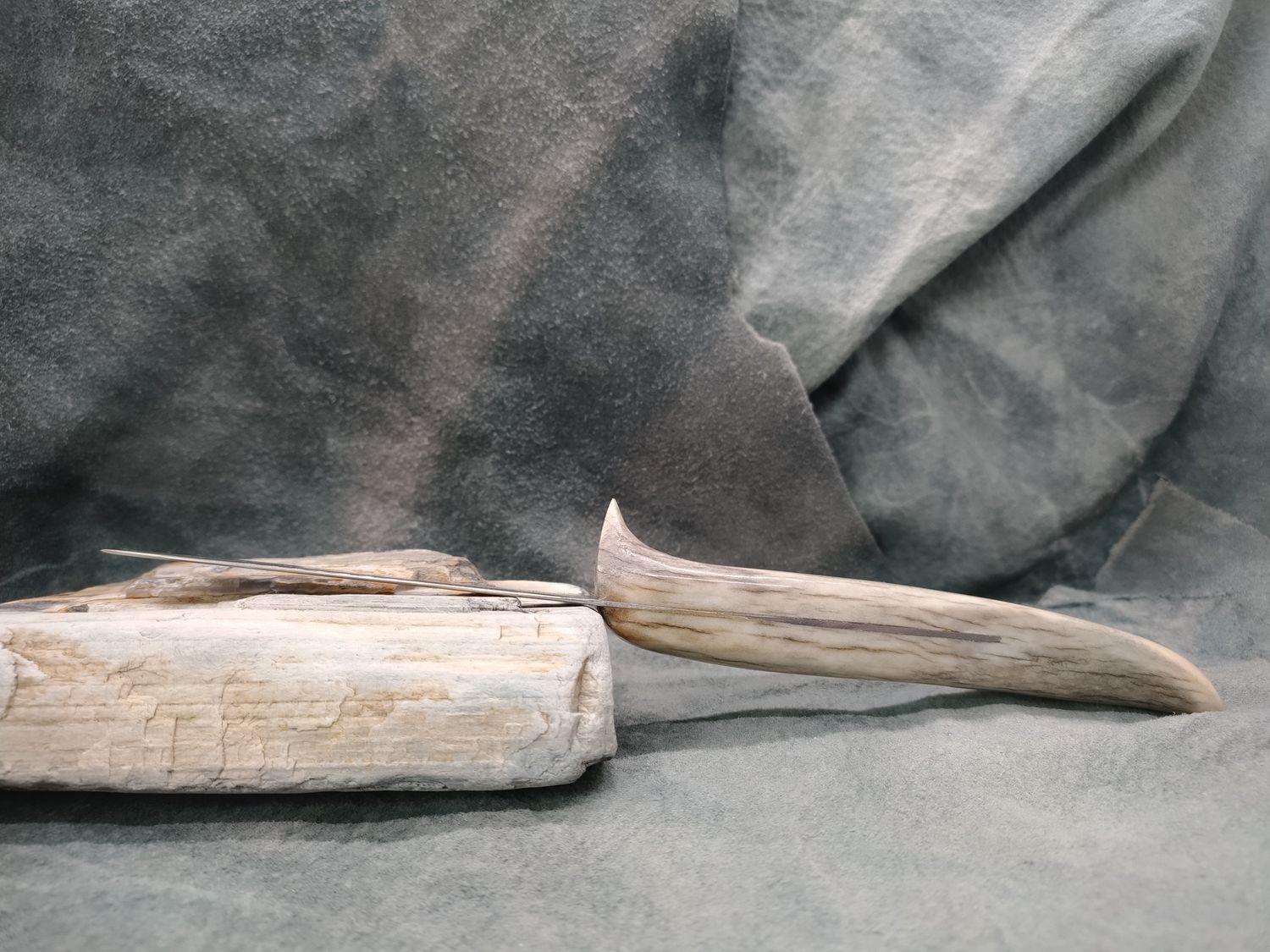 High Carbon Steel and Shed Caribou Antler Trout Knife