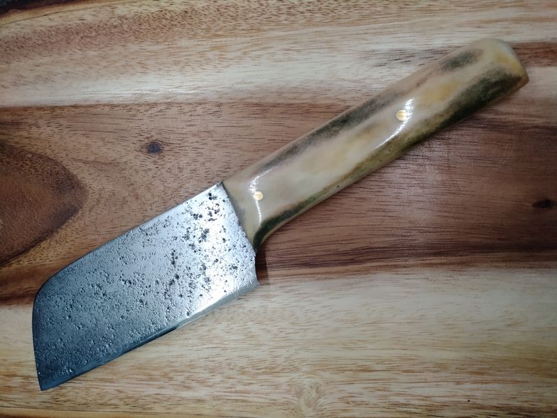 High Carbon Steel and Shed Caribou Antler Cleaver Knife