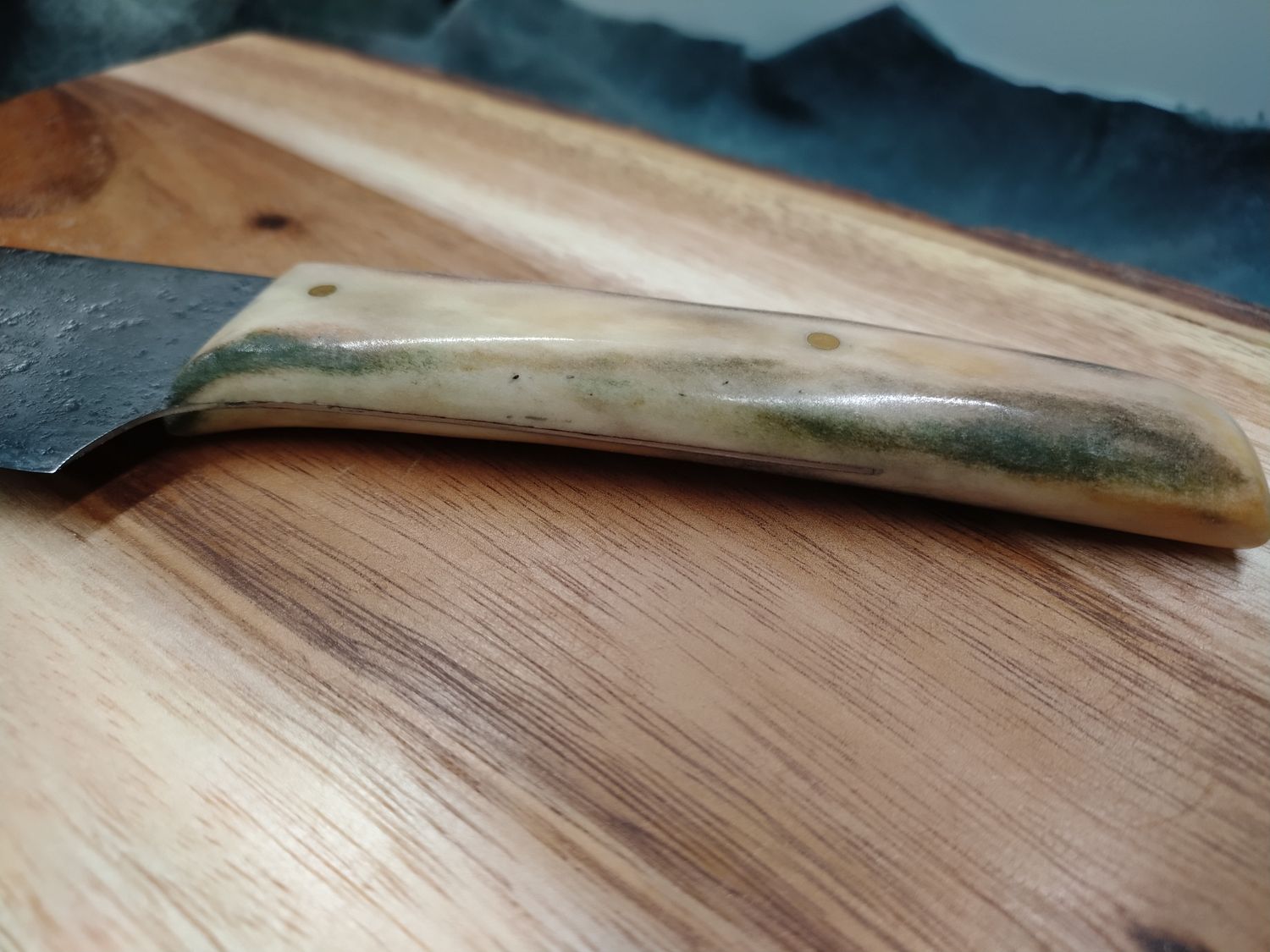 High Carbon Steel and Shed Caribou Antler Cleaver Knife