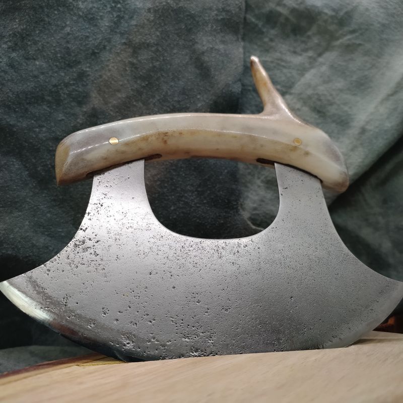 High Carbon Steel and Shed Caribou Antler Nunivak Ulu