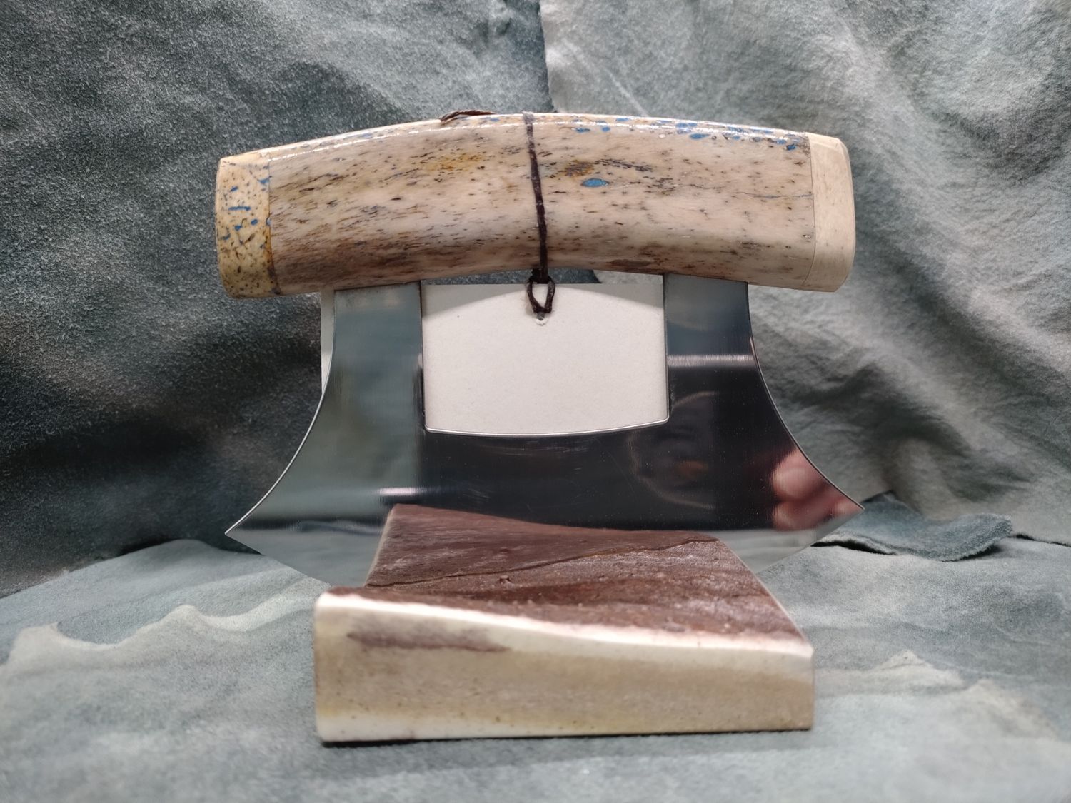 Fossilized Pacific Walrus Rib Bone, Mammoth Bone, and Moose Antler Ulu