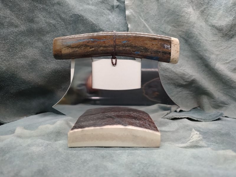 Fossilized Pacific Walrus Rib Bone, Mammoth Bone, and Moose Antler Ulu