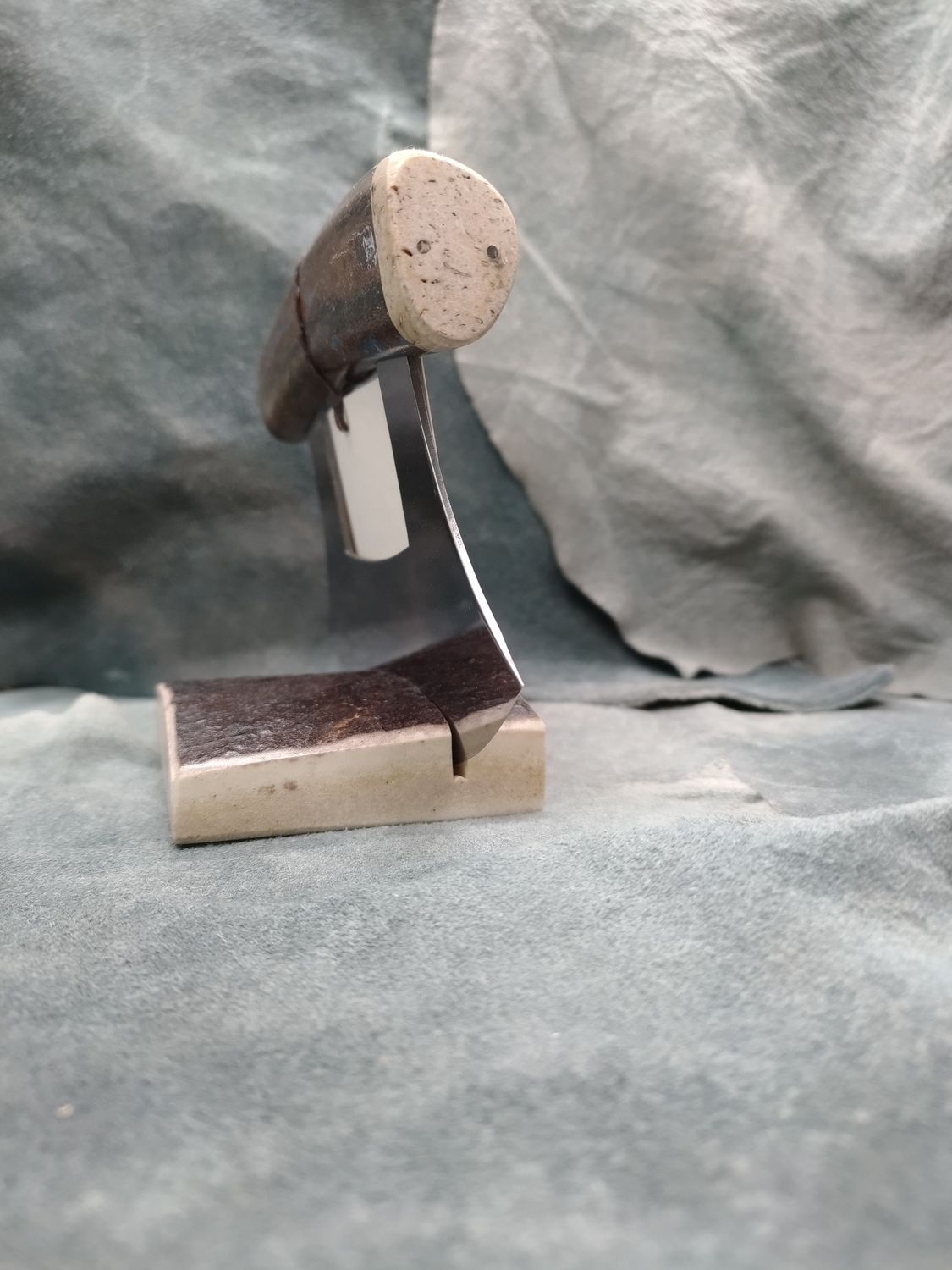 Fossilized Pacific Walrus Rib Bone, Mammoth Bone, and Moose Antler Ulu
