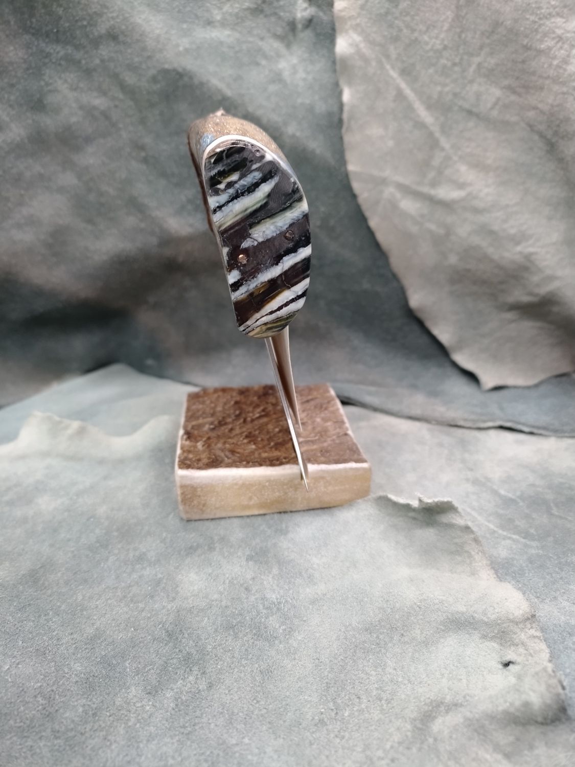 Fossilized Pacific Walrus Rib Bone, Mammoth Tooth, and Moose Antler Ulu
