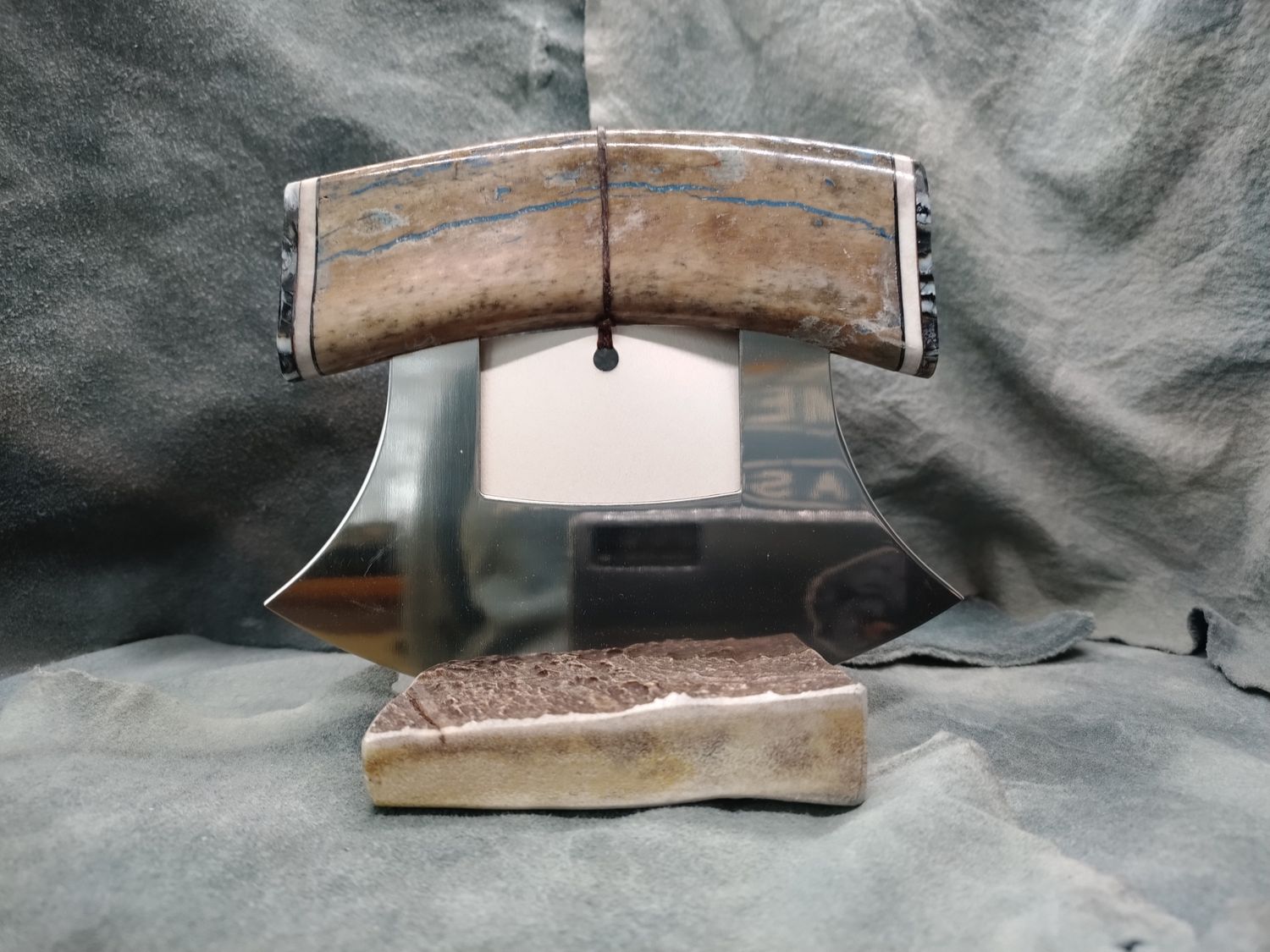Fossilized Pacific Walrus Rib Bone, Mammoth Tooth, and Moose Antler Ulu