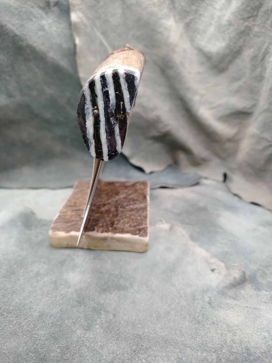 Fossilized Pacific Walrus Rib Bone, Mammoth Tooth, and Moose Antler Ulu