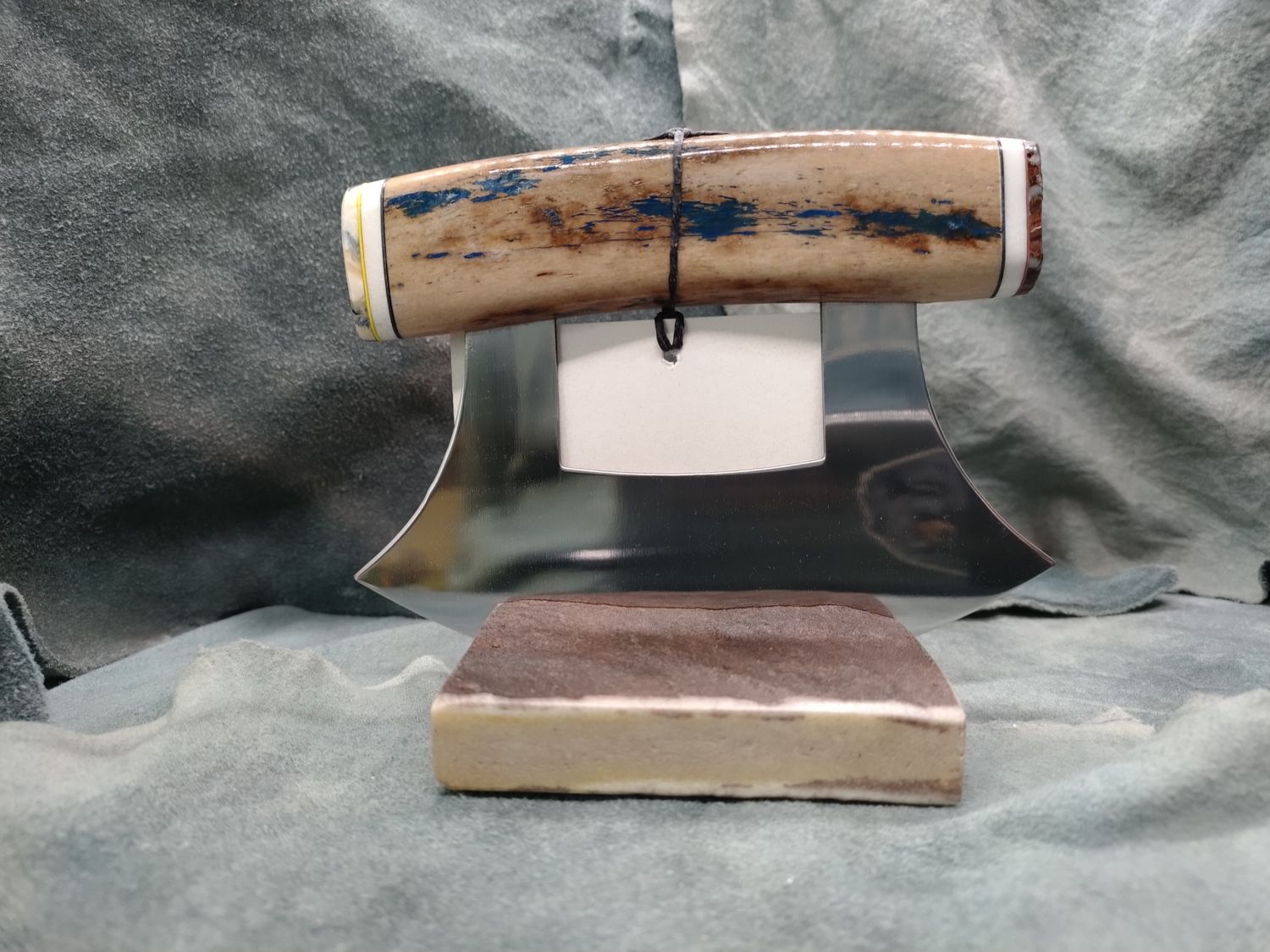 Fossilized Pacific Walrus Rib Bone, Mammoth Tooth, and Moose Antler Ulu