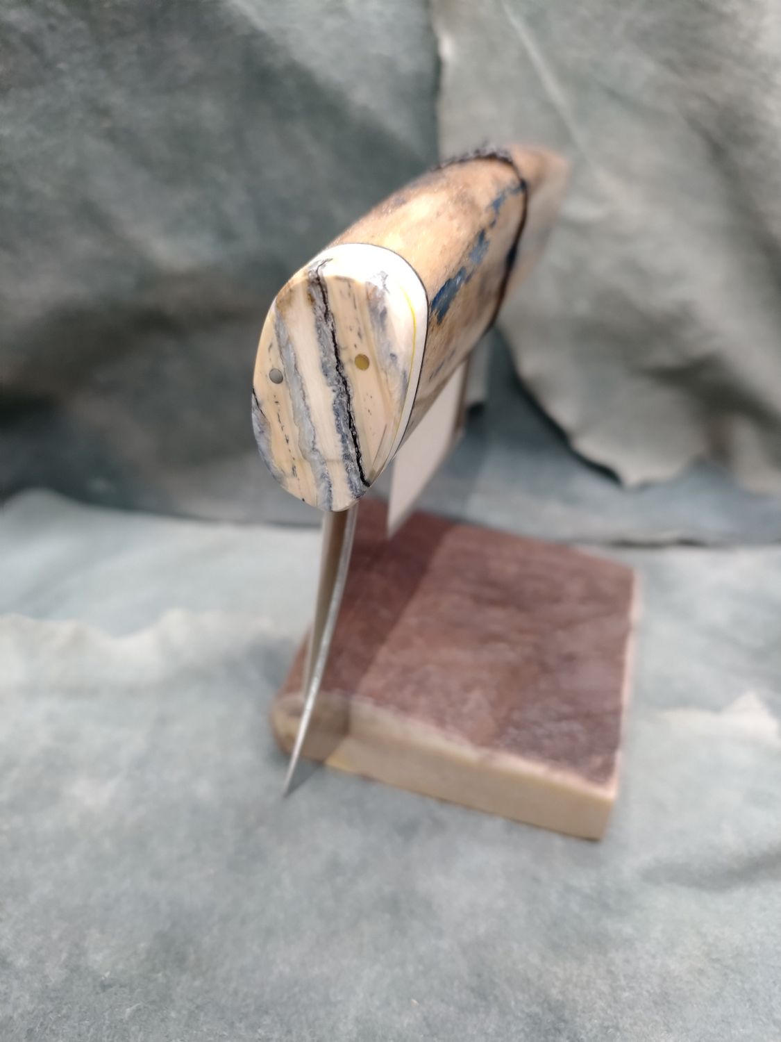Fossilized Pacific Walrus Rib Bone, Mammoth Tooth, and Moose Antler Ulu