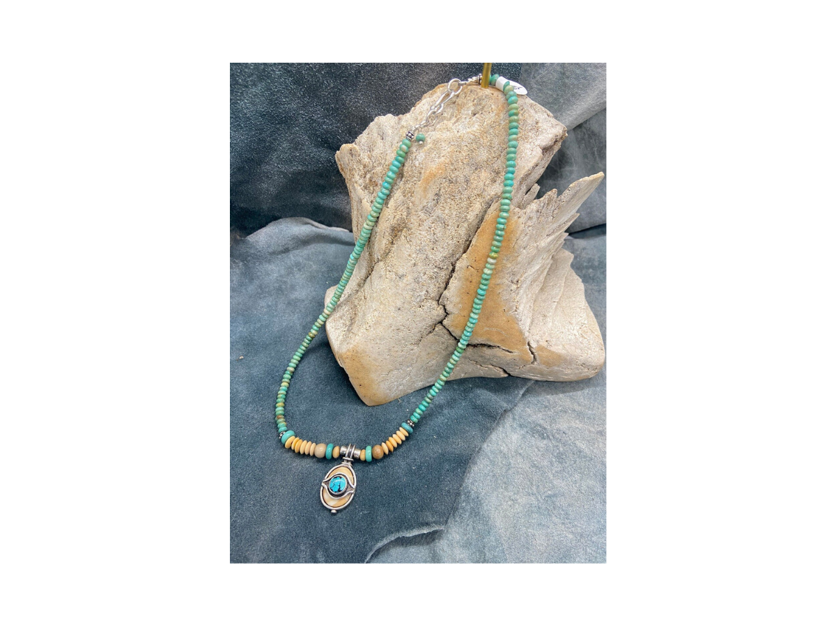 Fossil Walrus Ivory &amp; Turquoise Necklace