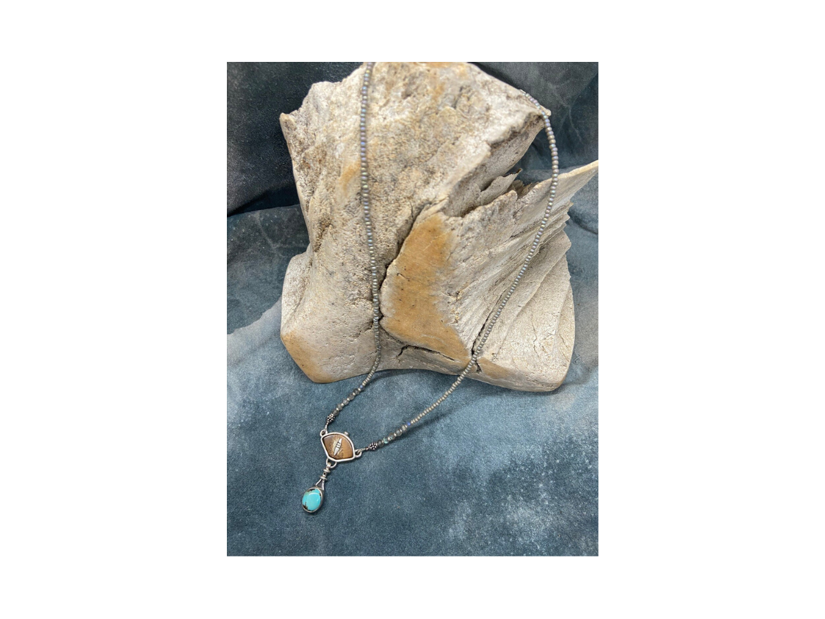 Fossilized Walrus Ivory &amp; Turquoise Earrings