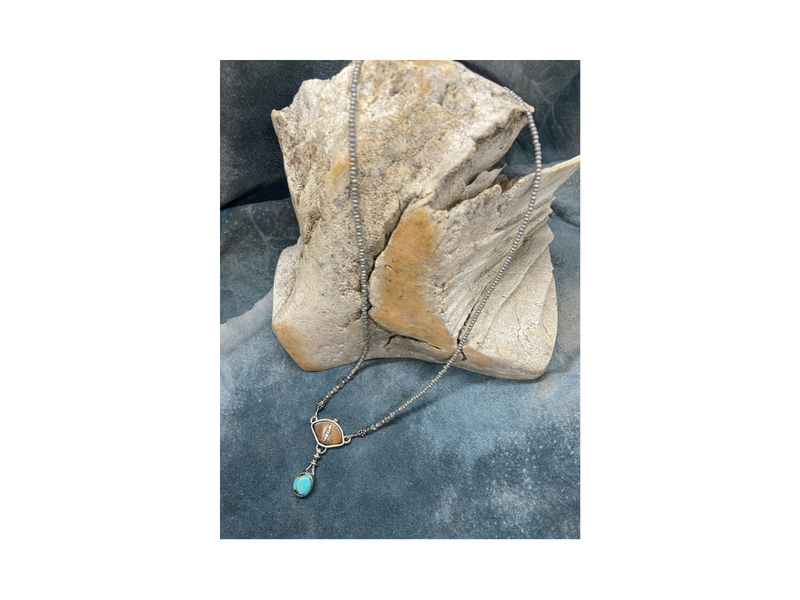 Fossilized Walrus Ivory & Turquoise Earrings