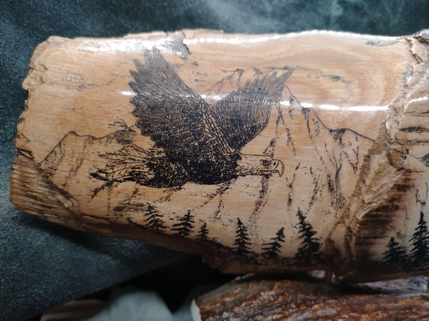 Eagle Scrimshaw on Fossil Mammoth Ivory 