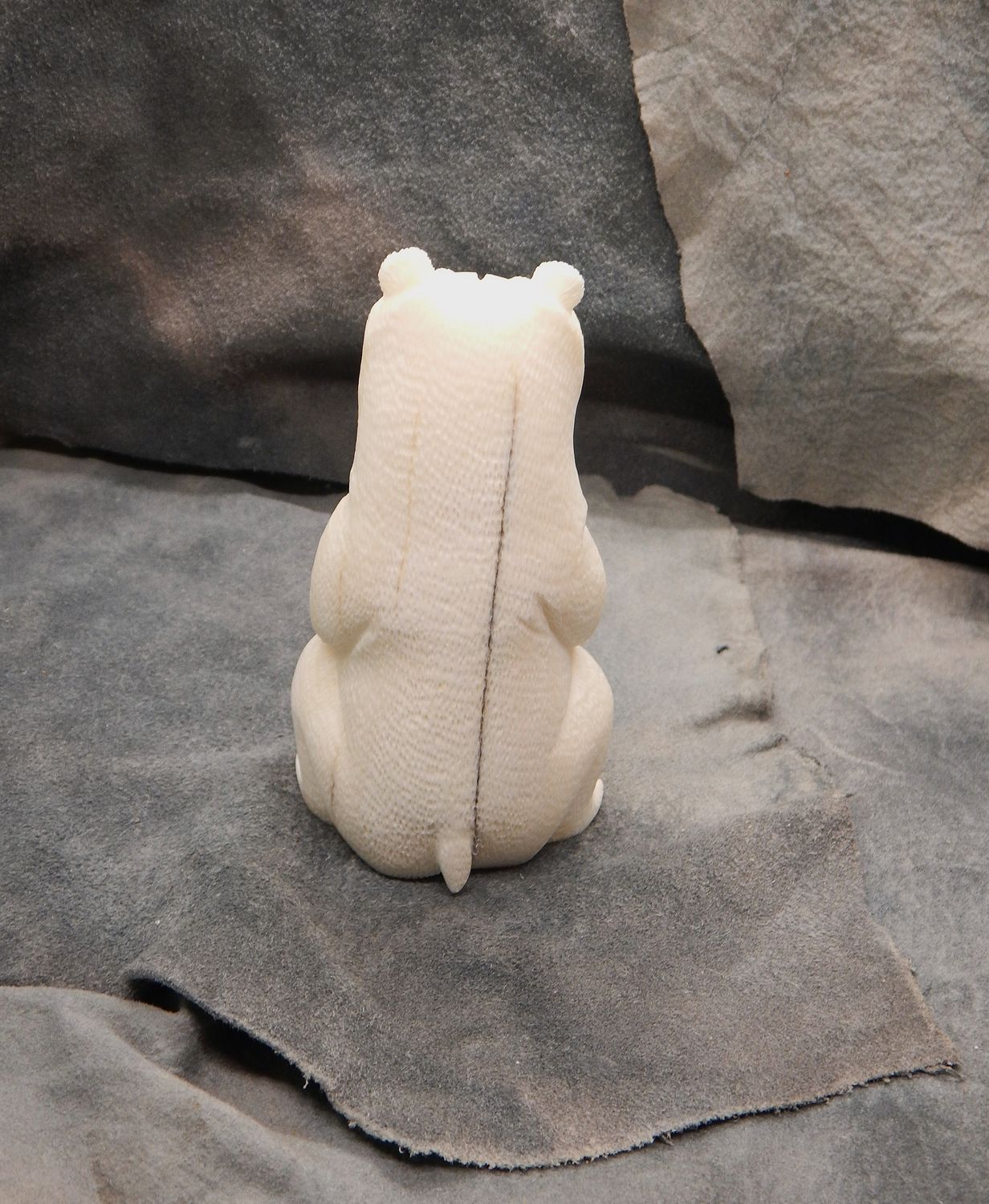 Textured Sitting Polar Bear With Fish