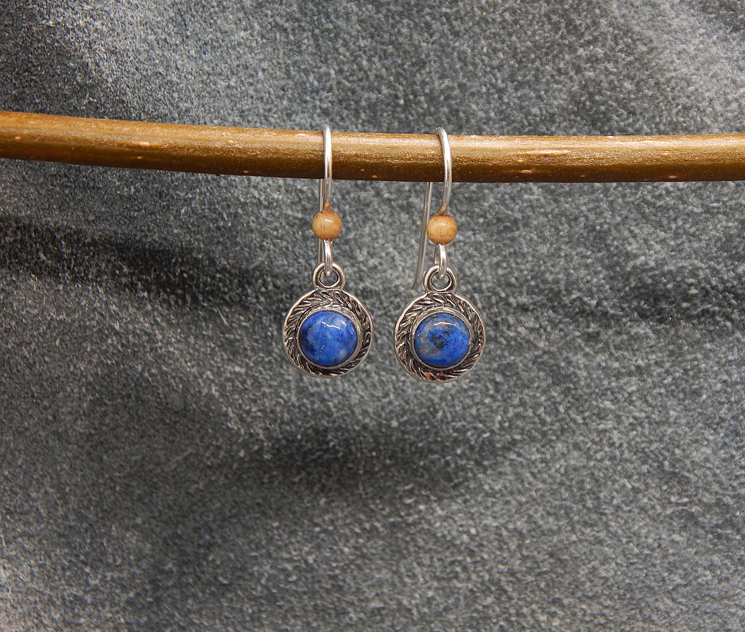 Denim Lapis Cabochon Earrings