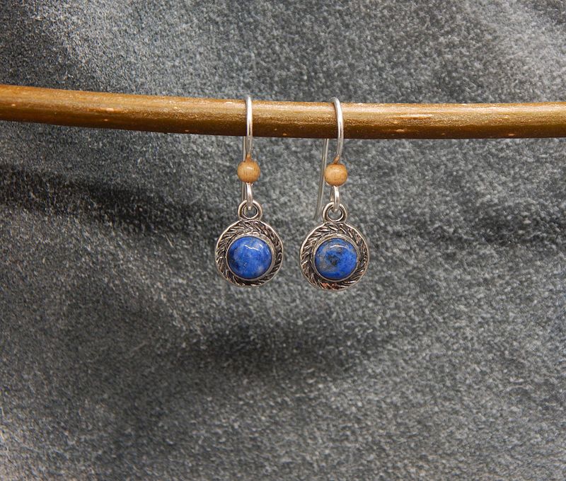 Denim Lapis Cabochon Earrings