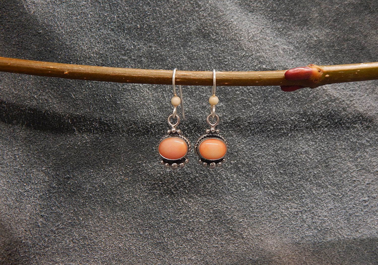 Spiny Oyster Rope Framed Oval Earrings