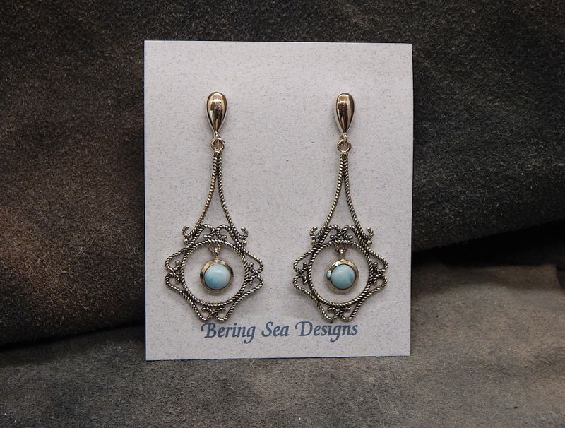 Fancy Larimar Dangle Posts