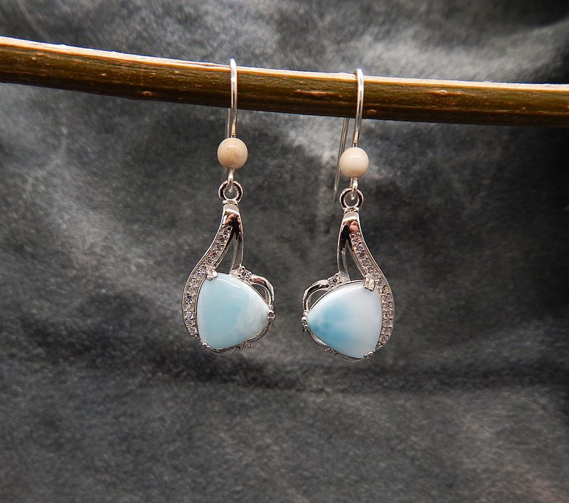 Fancy Larimar Triangle Earrings