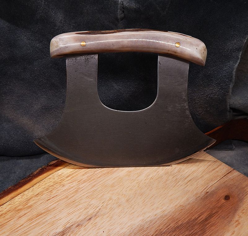 High Carbon Steel Nunivak Ulu With Caribou Antler Handle